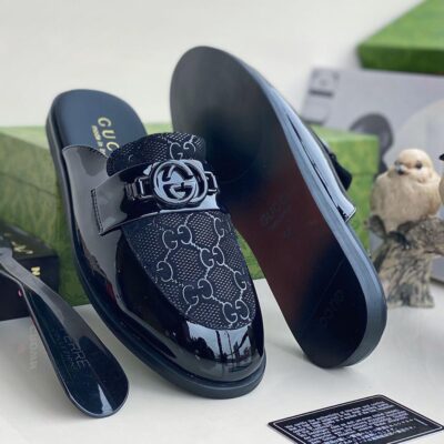 Premium Black Leather Loafers with Signature Horsebit Style