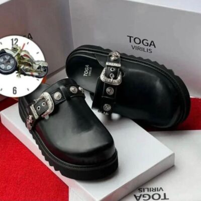 Toga Virilis Black Slingback Loafers