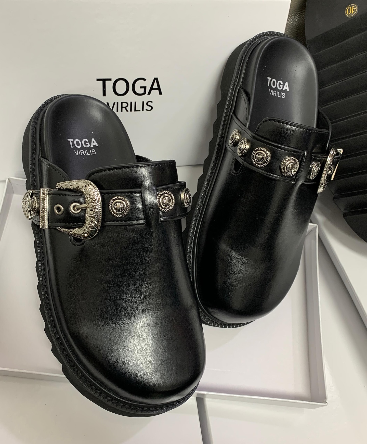 Toga Virilis Black Slingback Loafers
