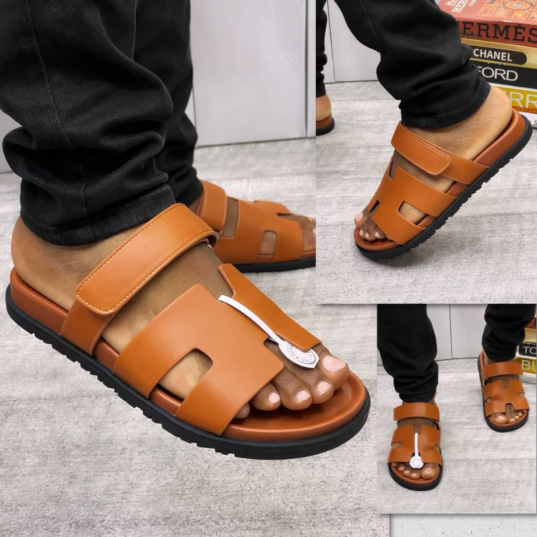 Men’s Leather H-Strap Slide