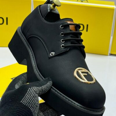 Fendi Black Platform Lace-up Shoe