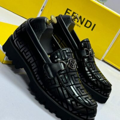 Fendi Black Platform Lace-Up Shoe
