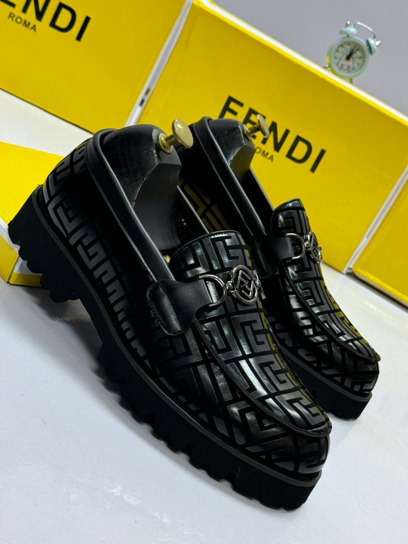 Fendi Black Platform Lace-Up Shoe