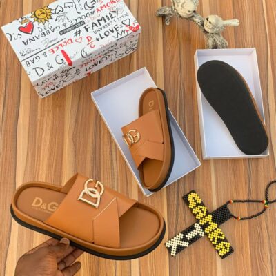 Dolce & Gabbana Leather Cross-Strap Designer Slides