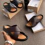 Zara Men's Cross-Strap Flat Leather Sandals