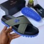 Balmain Men’s Olive Green Crossover Strap Sandals – Luxury Designer Footwear