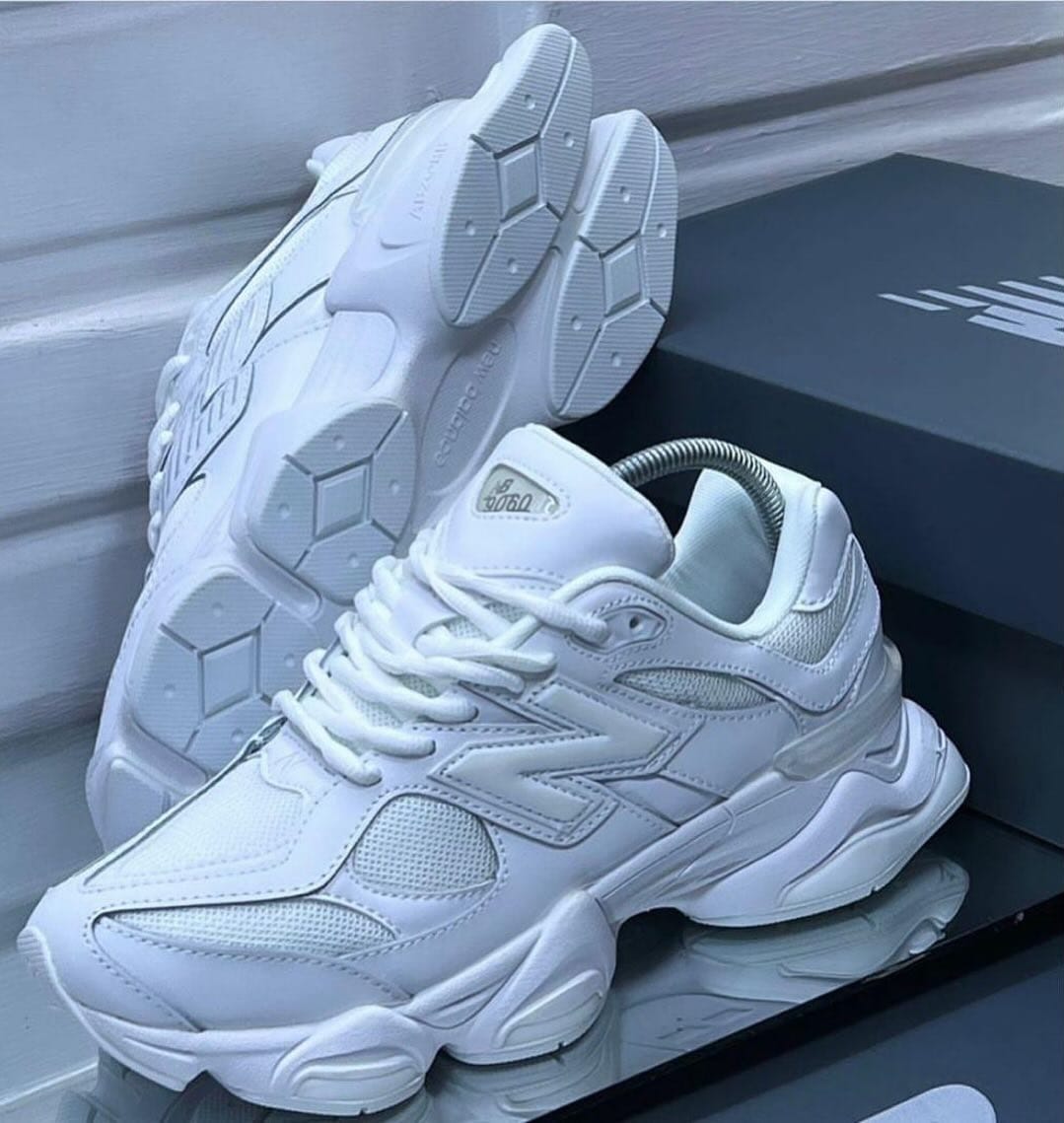 New Balance 9060 “Triple White” – Premium White Sneakers