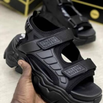 Comfort Fit Black Platform Sandals