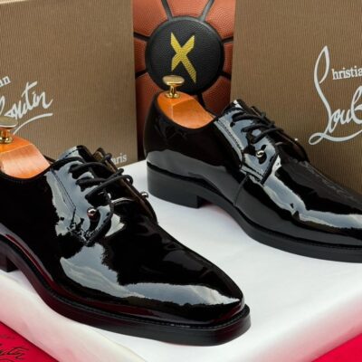 Christian Louboutin Black Patent Leather Derby Shoes
