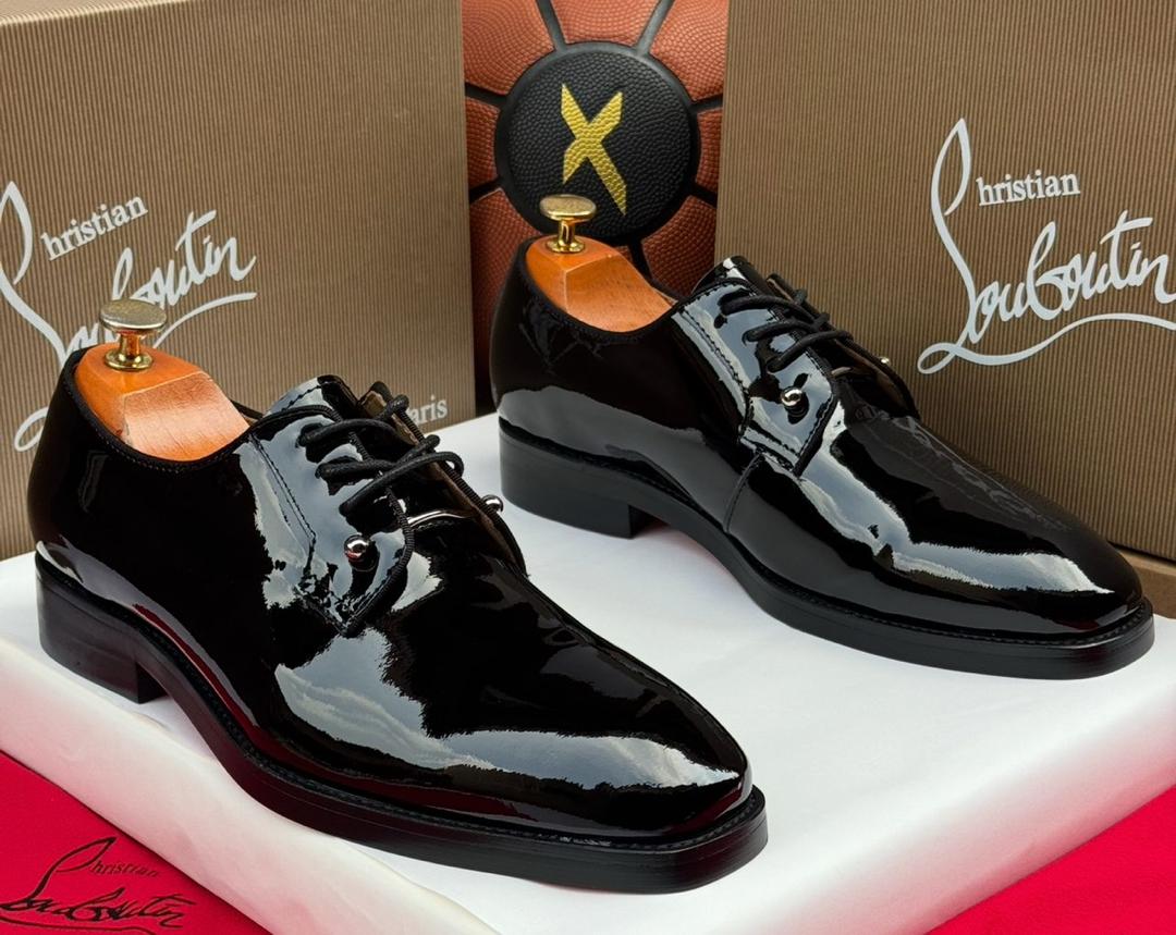 Christian Louboutin Black Patent Leather Derby Shoes