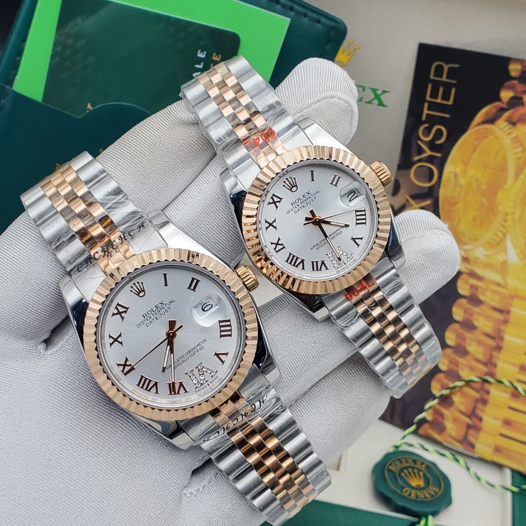 Rolex Datejust Two Tone Rose Gold and Steel White Dial Watches