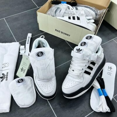 Adidas x Bad Bunny White High-Top Sneakers with Black Accents and Exclusive Box | Splendourman