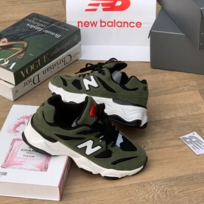 Olive Green New Balance Sneakers with White Accents | Splendourman
