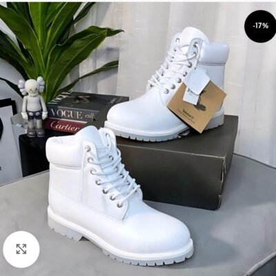 Premium White Leather Boots with Lug Sole | Splendourman