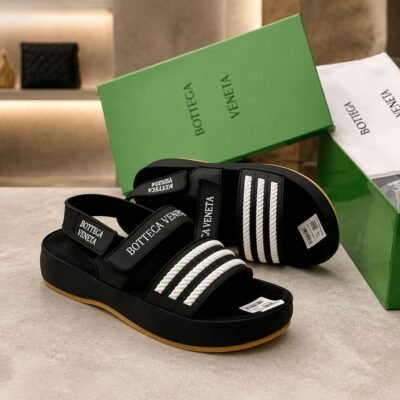Bottega Veneta Black Rope Detail Sandals | Splendourman