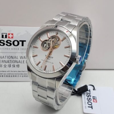 Tissot Silver Watch with White Face and Mechanical Movement | Splendourman