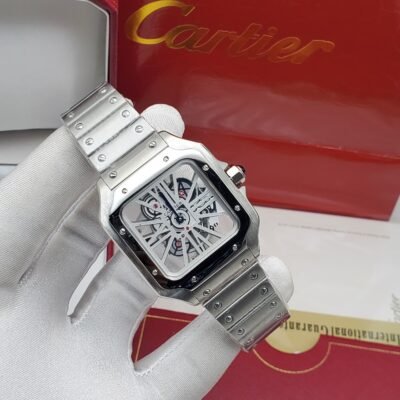 Silver Cartier Watch with Exposed Mechanical Movement | Splendourman
