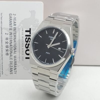 Tissot PRX Black Face Silver Metal Band Watch | Splendourman