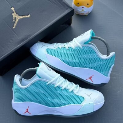 Air Jordan Zoom Sneakers in Teal and White