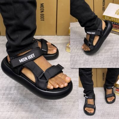 MOON BOOT Black Double Strap Sandals